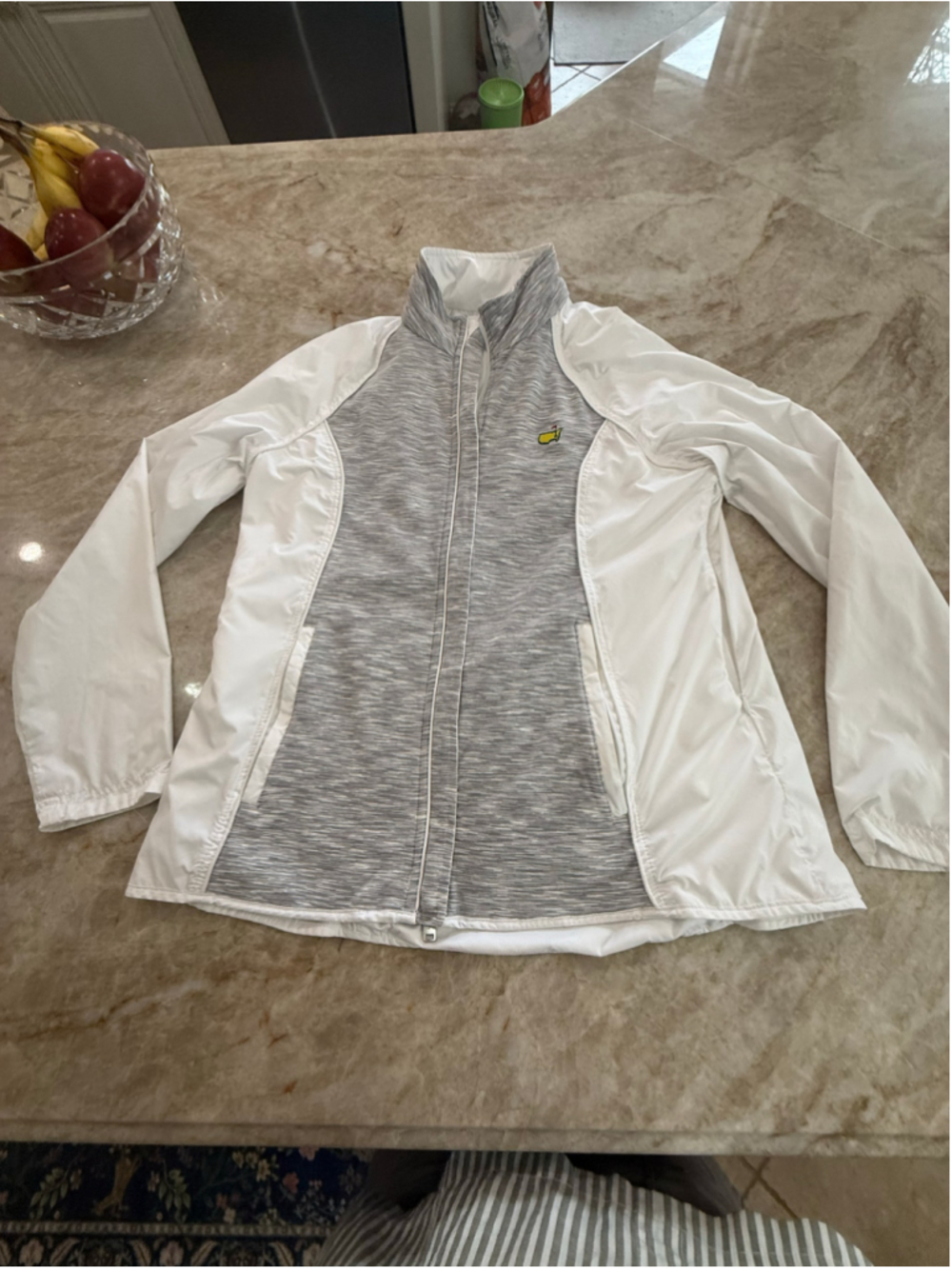 Women's Masters Golf Jacket Magnolia Lane Medium White Grey Full Zip Lightweight